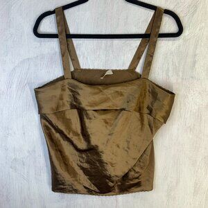 VTG Escapades Camisole Womens Large Satin gold brown Y2K Cami Tank 80s 90s USA